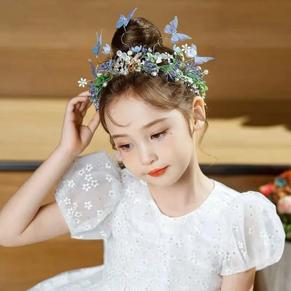 Sweet crowns for bouquets Headband For Kid  Forest Style Hairbands Girl butterfly flower crown Hair Band Flower headpiece