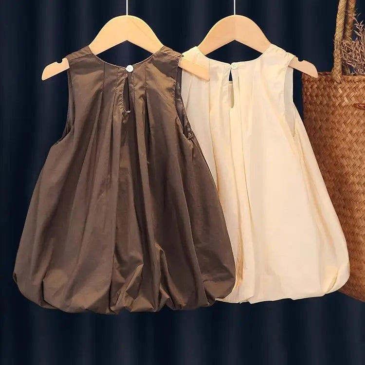 Girls' Summer Dress New Style French Flower Bud Summer Dress for Little Girls Baby Pure Cotton Vest Skirt