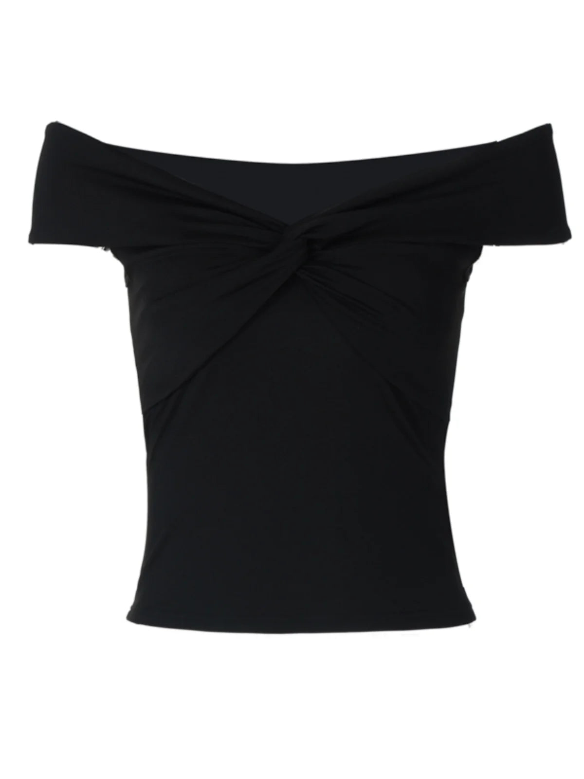 Faionable Pure Color Knot Fold over One oulder ort Crop Top T-irt Street Sle Slim Fit Polyester Summer New Arrival