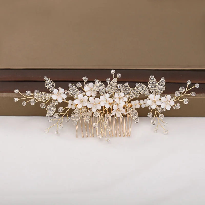 Wedding Hair Accessories Flower Hair Clips Hairpin Crystal Bride Headdress for Women Faux Pearl Barrettes Hair Combs Hair Decor