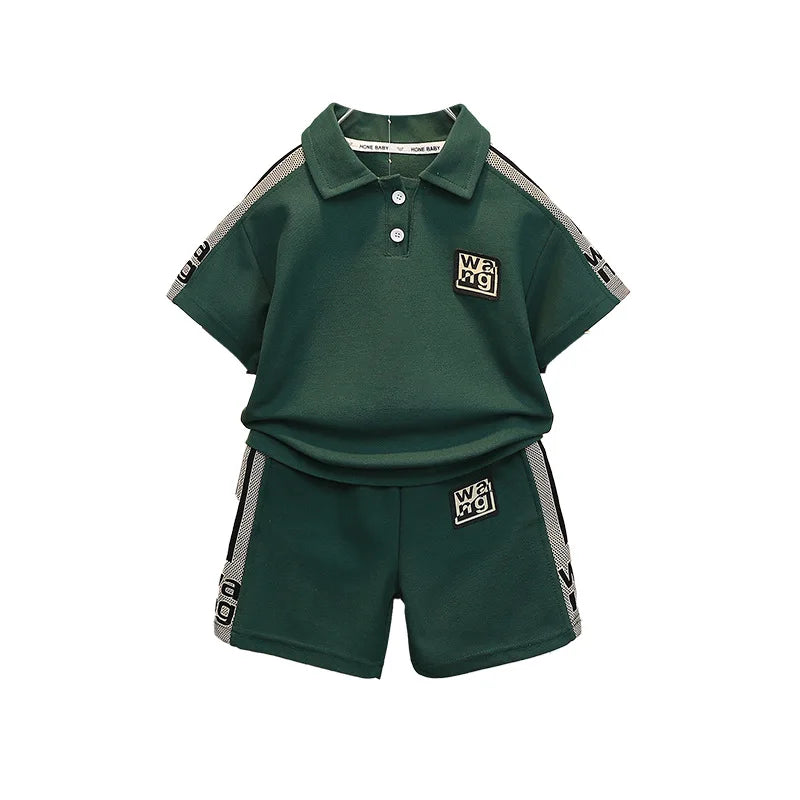 Boys Summer Polo Shirt Set New Baby Short-sleeved Two-piece Set Boys Children's Foreign Children's Clothing