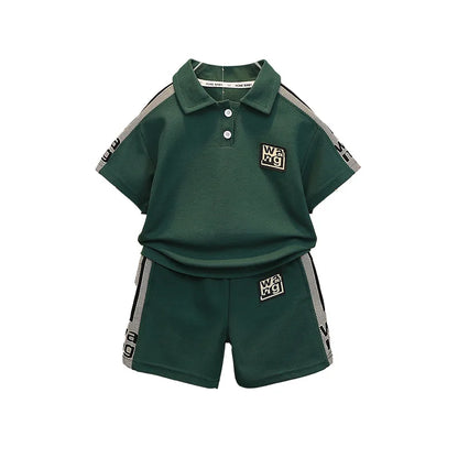 Boys Summer Polo Shirt Set New Baby Short-sleeved Two-piece Set Boys Children's Foreign Children's Clothing