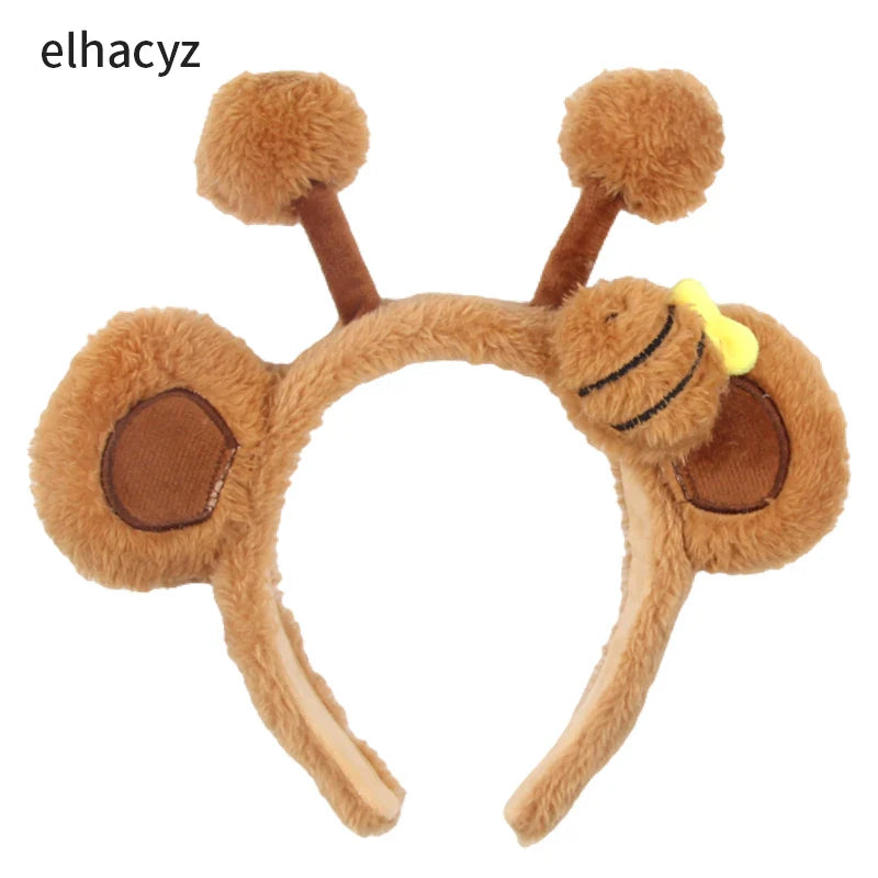 Mickey Mouse Disney Fashion Women Bow Bear Ear Plush Hair Band Cartoon Headband Female Sweet Cute Girls Hairband Hair Accessorie