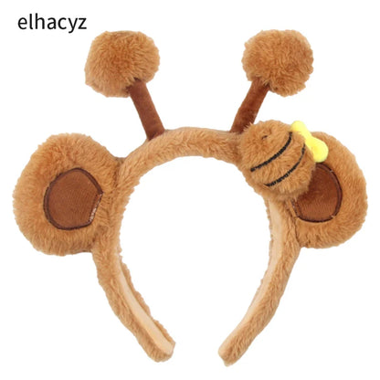 Mickey Mouse Disney Fashion Women Bow Bear Ear Plush Hair Band Cartoon Headband Female Sweet Cute Girls Hairband Hair Accessorie