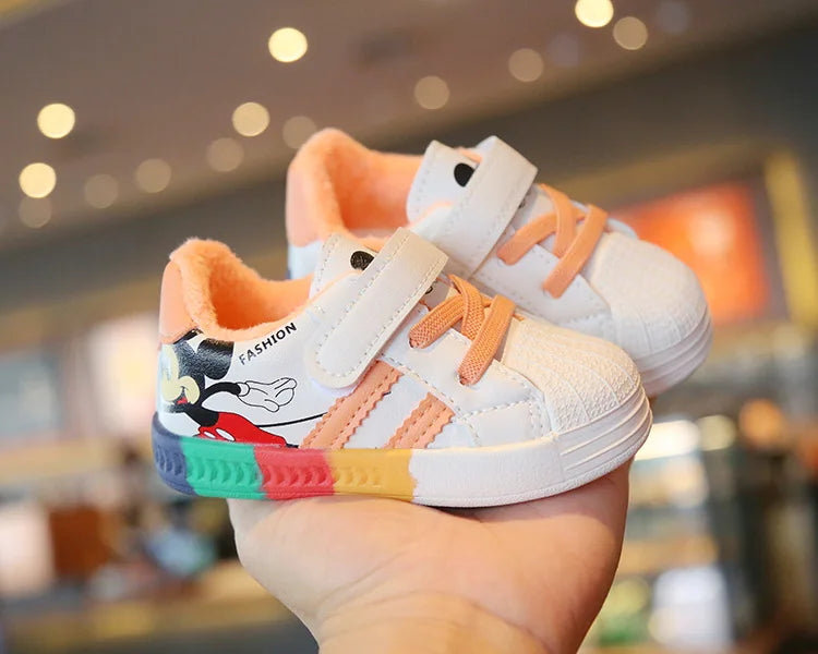 Mickey Minnie Children Casual Shoes Girls Boys Sneakers Kids Breathable Soft Sport Shoe Baby Toddler Outdoor Sneaker Spring