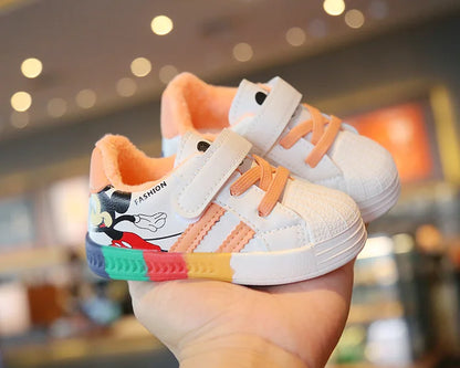 Mickey Minnie Children Casual Shoes Girls Boys Sneakers Kids Breathable Soft Sport Shoe Baby Toddler Outdoor Sneaker Spring