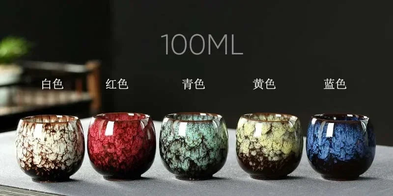 5PCS Ceramic Cups Set Coffee Ceramic Cup Pottery Cups Pottery Tea Cup Drinking Water Teacup With Gift