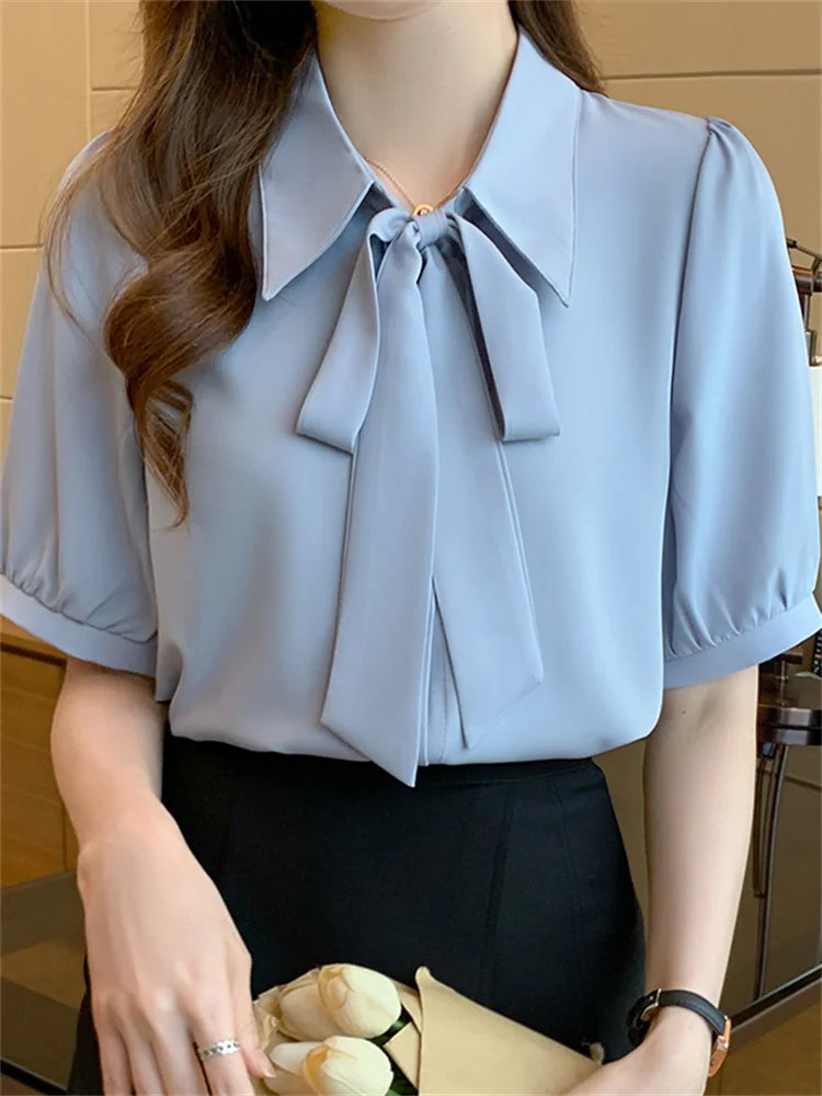 Short Sleeve Shirts Womens Mesh Pleated Pintucked Loose Tunic Casual Club Fairycore Trendy Urban Student Artistic Youthful
