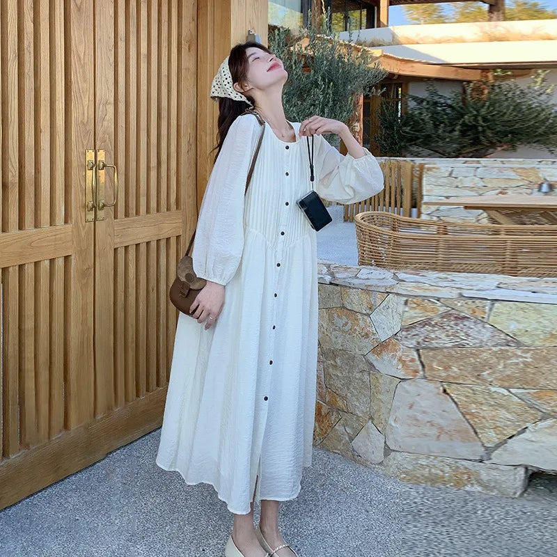 French White Dress for Women in Early Spring New Style Gentle Style Literary Retro Fairy Skirt