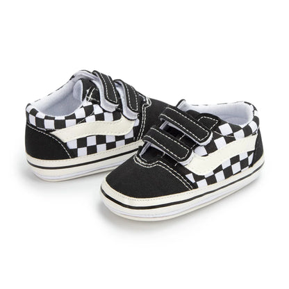 Baby Boy Girl Shoes Canvas Sneakers Non-slip Rubber Sole Plaid Streaks First Walkers Infant Baby Unisex Casual Shoes
