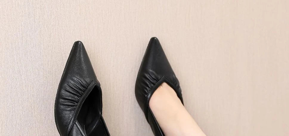 Women's Shoes Formal Black Ladies Pumps with Medium Heels Pointed Toe Luxury Brand Elegant Dress Popular Stylish Lastest Y2k A L
