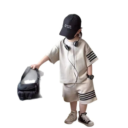 2pcs Baby Sports Suits Summer Clothes Boys Girls Casual Short Sleeve Shorts Two Piece/Set Children Solid Color Trendy Tracksuits