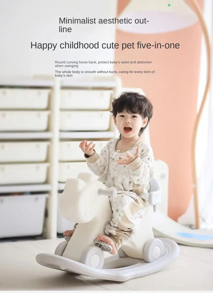 LazyChild Three-in-one Rocking Horse Baby Trojan Horse Toy Children's Rocking Horse Baby Household Multi-function Rocking Horse
