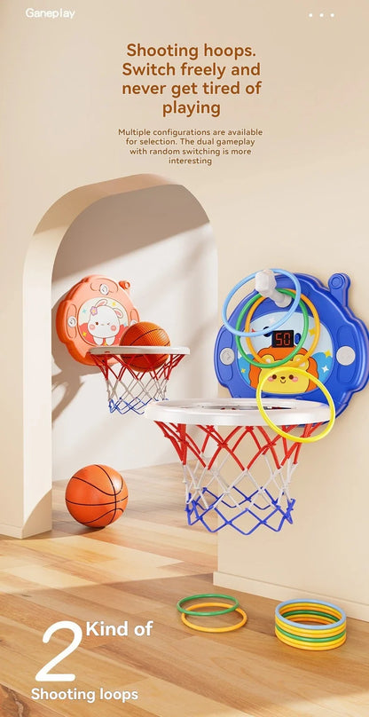 New Children's Basketball Frame Indoor Shooting Hanging Baby Basketball Stand 1-5 Year Old Baby Home Ball Toy No Punching