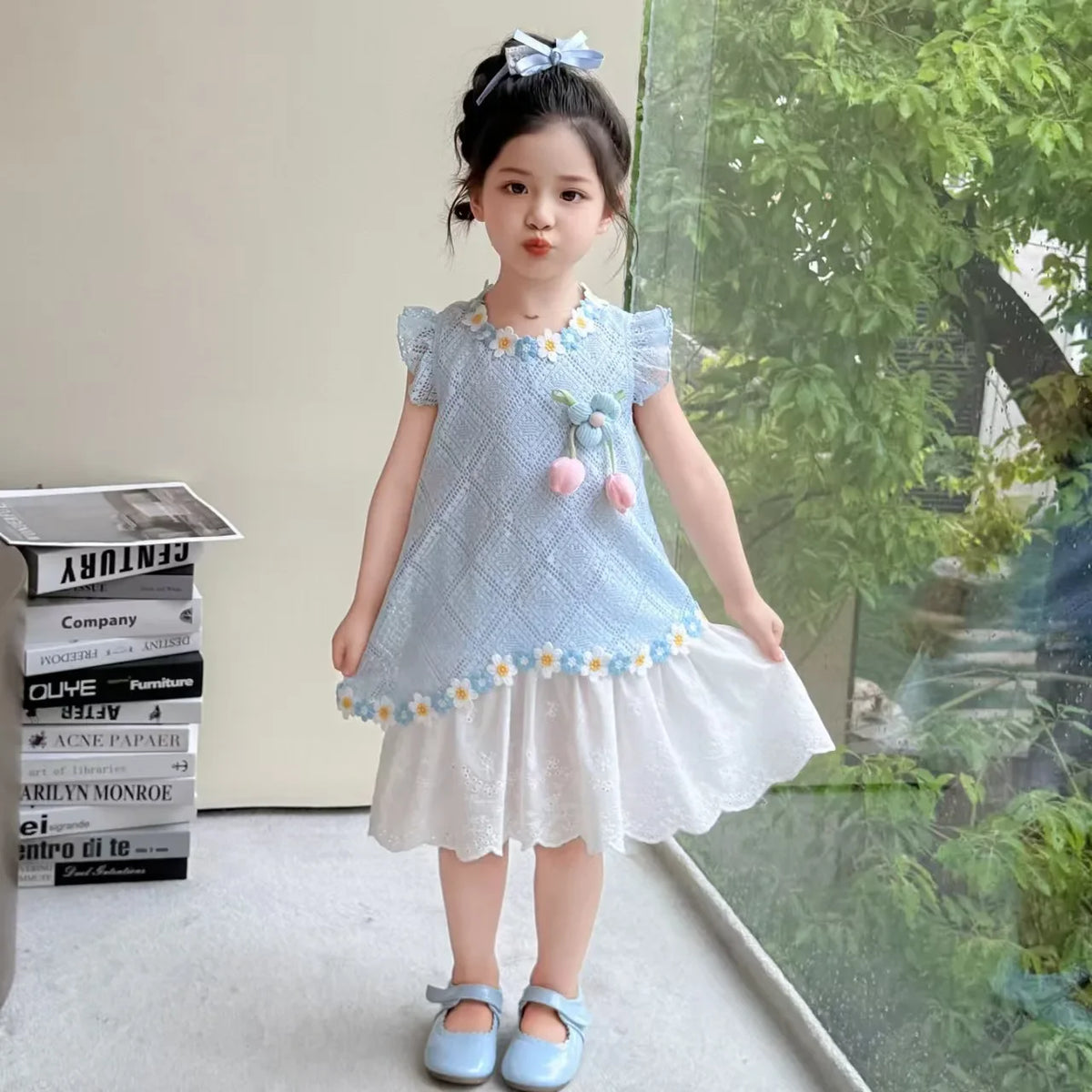 New Children's Fly-sleeved Skirt Summer Dress Girls Princess Dress Girls Vest Skirt (Available)