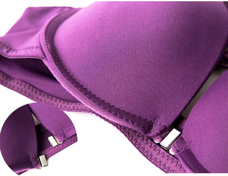 Underwear Women Bra Front Buckle Backless Butterfly Decoration Sexy Push Up Bras Adjustable Straps Bralette Lingerie Suit