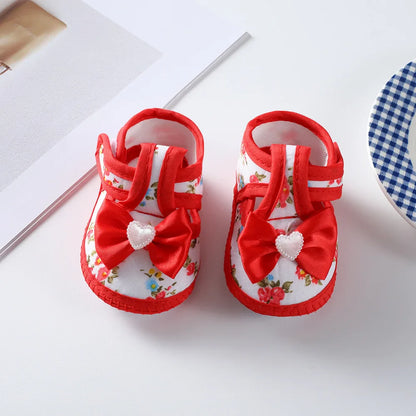 Newborn Baby Boy Girls Shoes Spring Autumn Lovely Floral Embroidery Anti-Slip Sneaker Crib Shoes Soft Cotton Cute First Walkers