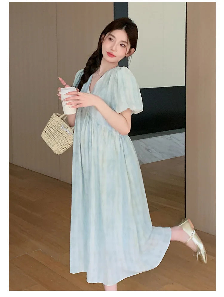 Pregnant Women's Dress Summer 2025 Fashionable Western Style Loose Belly Covering French High Waisted Long Skirt