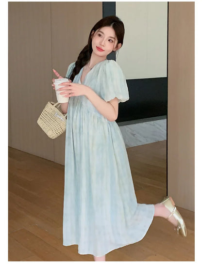 Pregnant Women's Dress Summer 2025 Fashionable Western Style Loose Belly Covering French High Waisted Long Skirt
