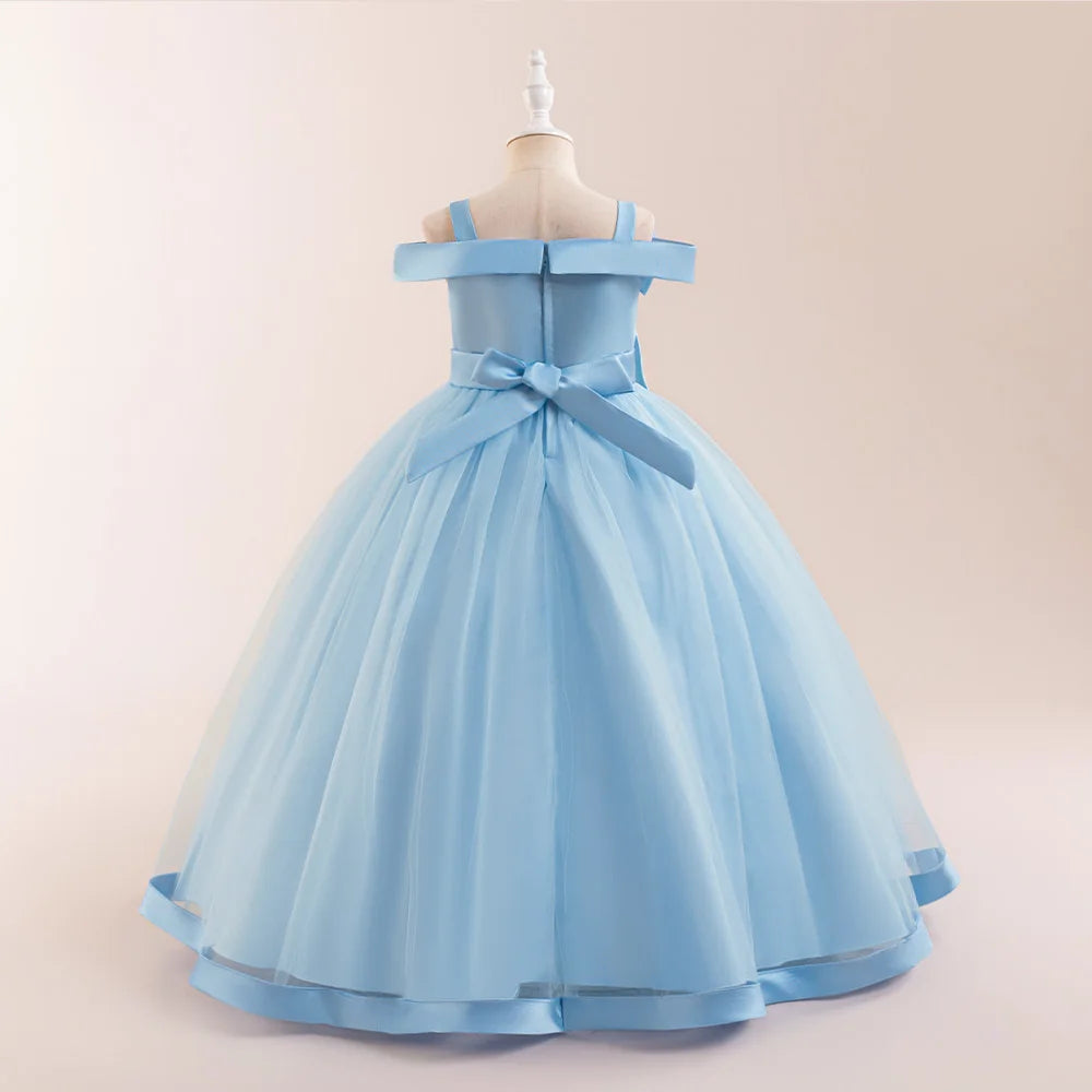 Fashion Bridesmaids Party Girls Dresses Elegant Flower Wedding Princess Dress for Girl Birthday Evening Prom Christmas Costumes