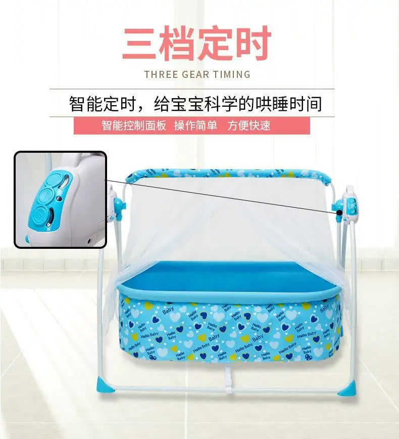 Electric Cradle Bed Multi-Functional Foldable Baby Cradle Newborn Enlarged Sleep Soothing Rocking Bed