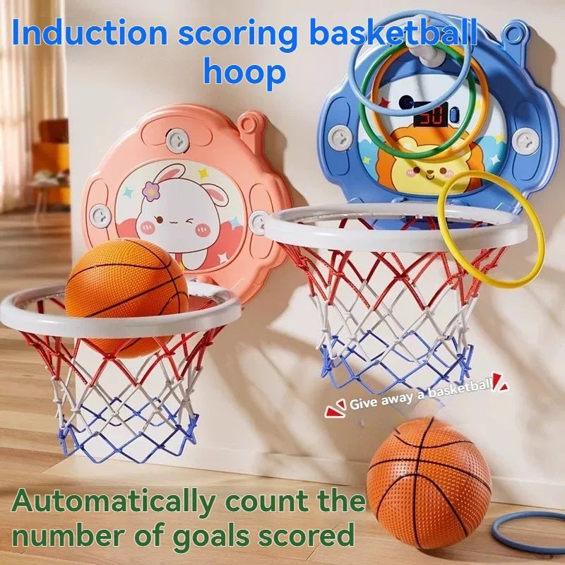 New Children's Basketball Frame Indoor Shooting Hanging Baby Basketball Stand 1-5 Year Old Baby Home Ball Toy No Punching
