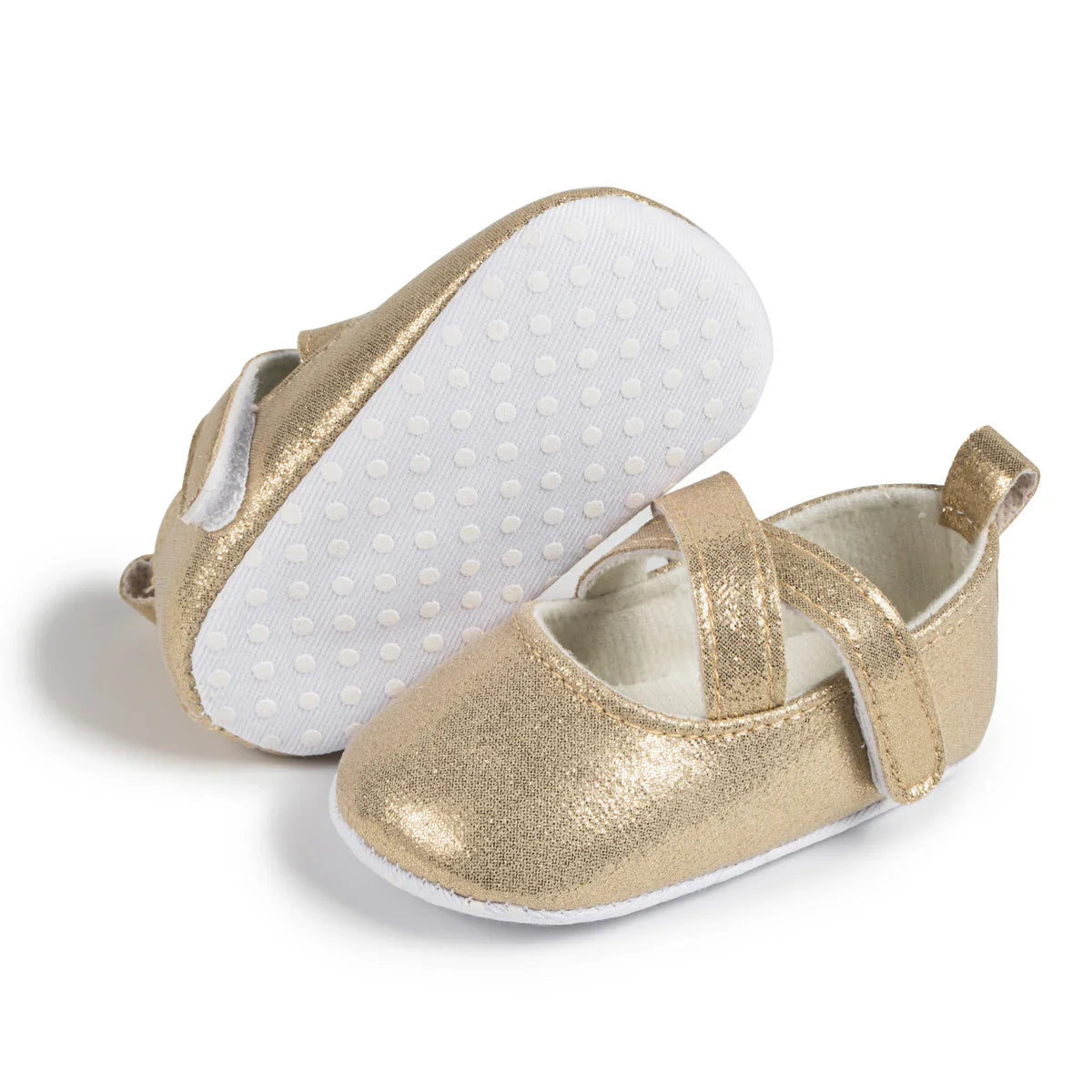 Gold Tie Cute Bow Flower Baby Princess Shoes Wedding Birthday Party Non-Slip Soft Sole Baby Toddler Shoes