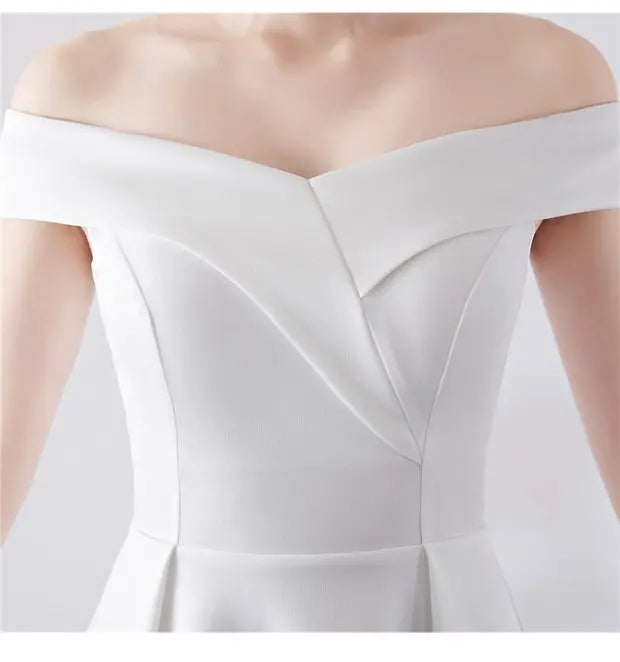 Ele ort aduation Host Dr One oulder Slimming A-Line Skirt Sweet Evening Gown Polyester Fiber Zipper Waist