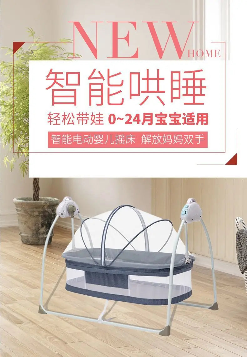 Electric Cradle Bed Multi-Functional Foldable Baby Cradle Newborn Enlarged Sleep Soothing Rocking Bed