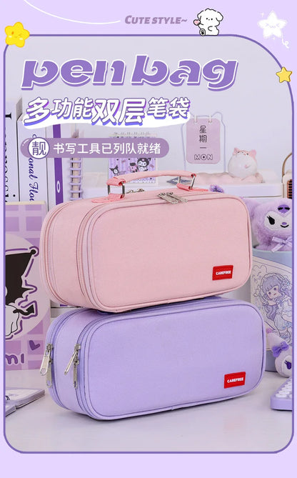 Portable Pencil Case for Students - Durable Oxford Fabric Stationery Bag with Zipper, Pen Slots & Large Storage Space