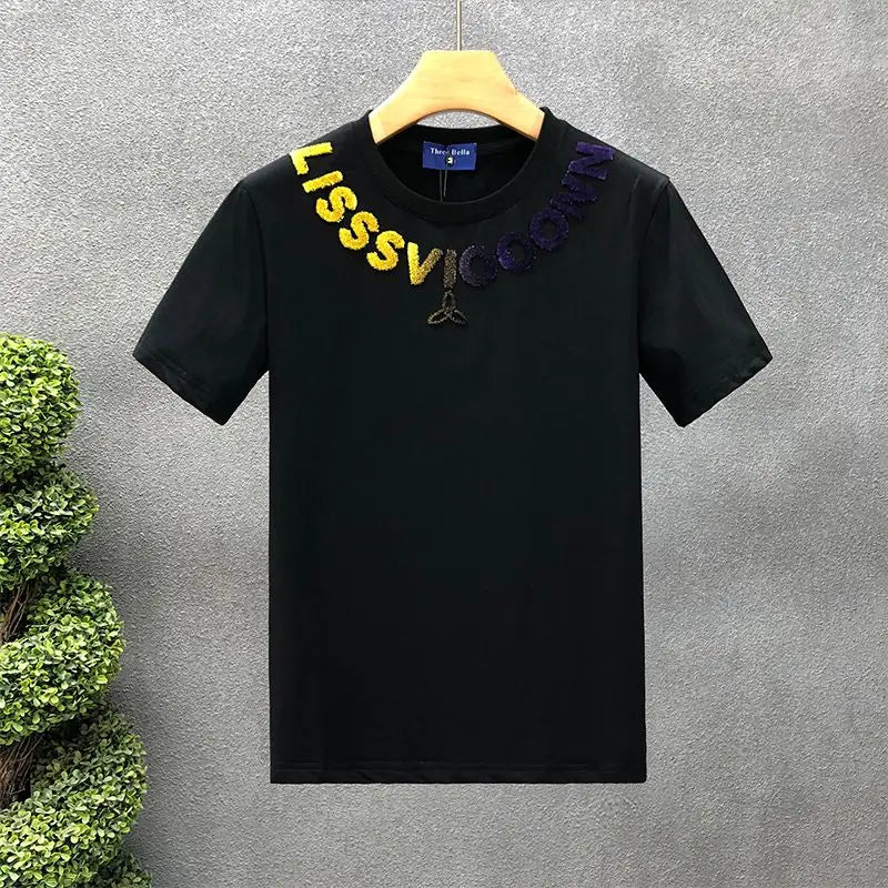 Popular Letters Handsome Short-sleeved T-shirt Men's Trendy Brand Round Neck New Men's Casual T-shirt(Available)