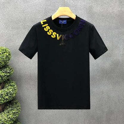 Popular Letters Handsome Short-sleeved T-shirt Men's Trendy Brand Round Neck New Men's Casual T-shirt(Available)