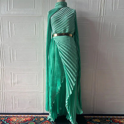 Elegant Party Dress for Women Temperament Fashion 2025 Fall Winter New Batwing Sleeve Shawl Split Vestidos Evening Long Dresses