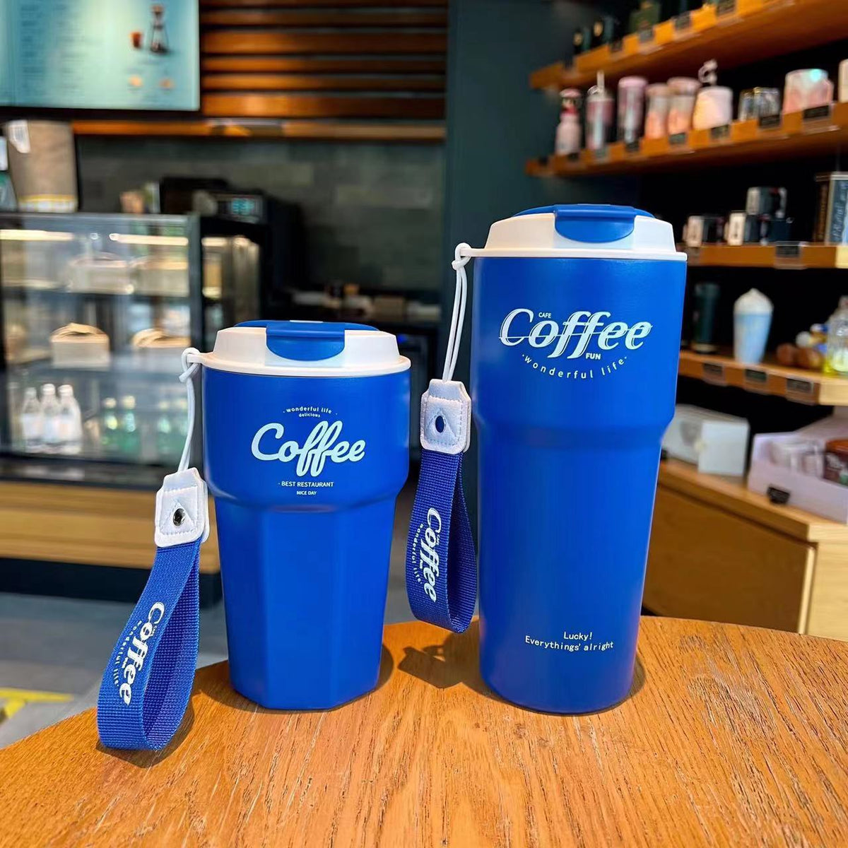 Stainless Steel Vacuum Coffee Mug with leak-proof lid, double-wall insulation, available in 420ml and 620ml for travel, office, and daily use