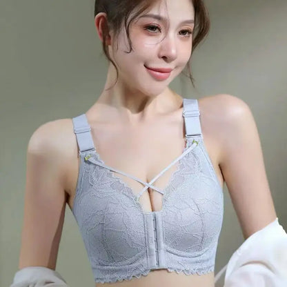Front Button Type Gathering Anti-Sagging Beautiful Back Bra Big Breasts Look Small Pluss Size 100kg Receiving Breasts Underwear