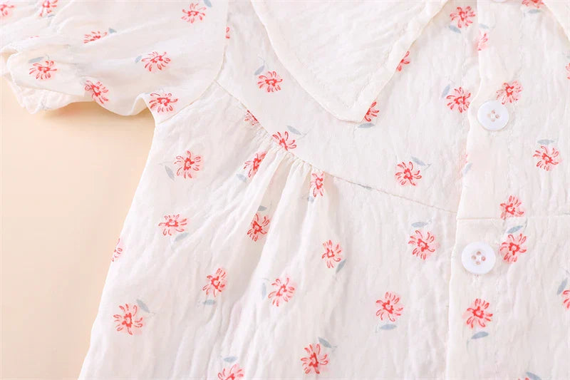 Summer Fashion Baby Clothes Suit Children Short Sleeved Flower Shirt Shorts 2Pcs/Sets Kids Girls Clothing Infant Casual Costume