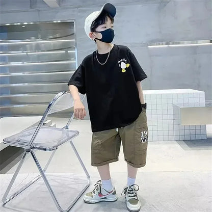 Summer Kids Clothes Streetwear Print Cartoon T Shirt Short Sleeve Baby Tops Tees Korean Boys Girls Clothes Y2k Cotton T Shirts