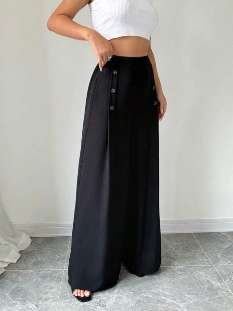 Fashionable Elegant High Waist Wide Leg Pants for Women Spring Summer Atmospheric Great Style Long Trousers (Available)