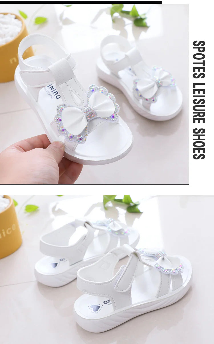 Solid Bow Children's Summer Shoes Cute 2025 Beach Non Slip Sandals For Baby Girls Footwear Soft Infant Kids Fashion Sandals