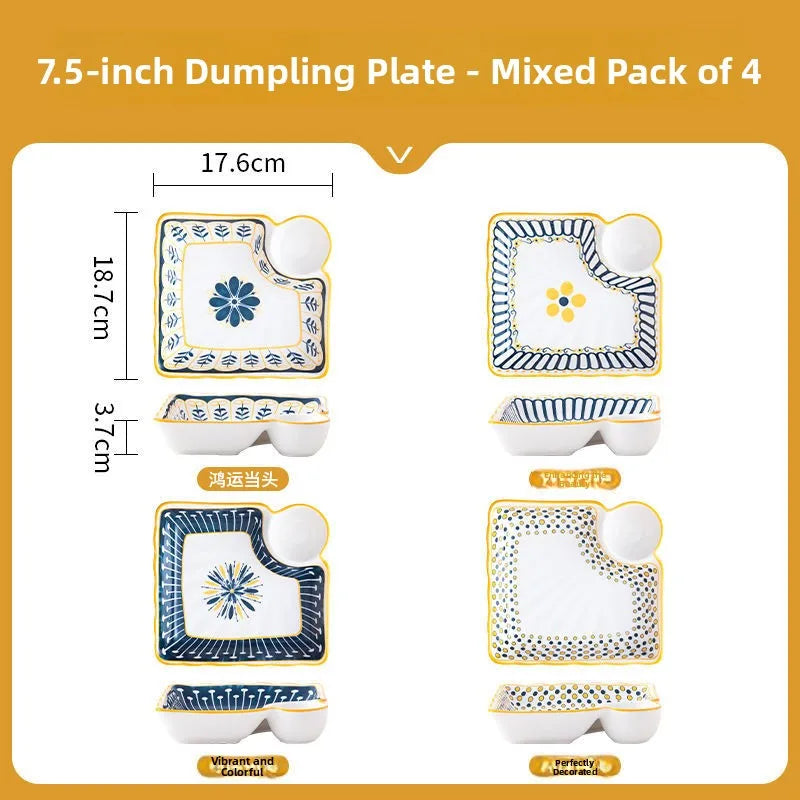 Cerc Plate Dining Di Heat Resistant Dumpling Plate with Vinegar Di Multi Functional Fruit Plate Trendy Network Bestseller