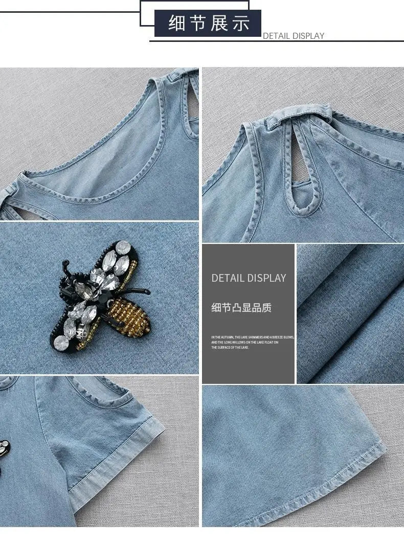 Short sleeved Denim Dress Summer Women's 2024 New College style Fashion Student Loose Dress With pockets Casual Clothing