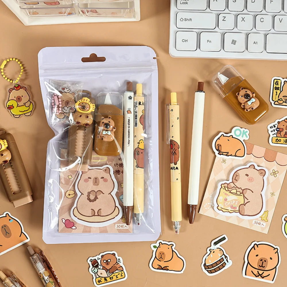 Cute Kapibala Stationery Set Birthday Present Children Student Back To School Gift Study  Supplies Kawaii Kids Prize Gift