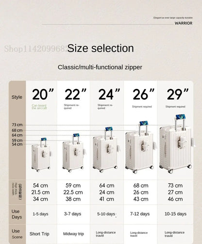Luggage Unisex 20-inch Carry-On Suitcase 29-inch Large Capacity Aluminum Frame Travel Password Suitcase with Smooth wheels