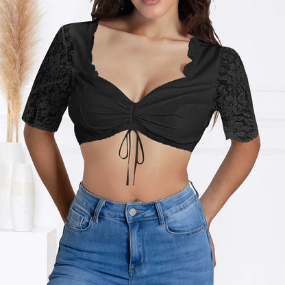 Summer Tank Tops For Oktoberfest Blouse Black Lace Elegant Sexy Lingerie Costume Corset Crop Tops For Women Plus Size Tank Top
