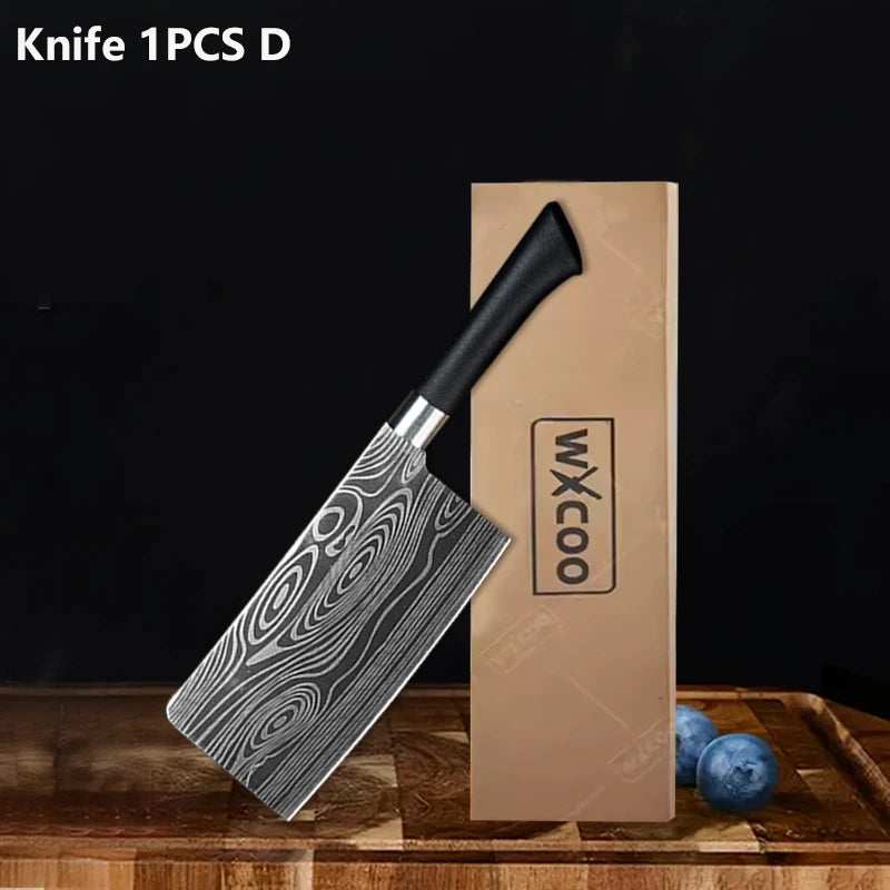 Professional Kitchen Knives Stainless Steel Scissors Fruit Utility Knife Sharpening Rod Sharp Slicing Chef knife Cooking Tools