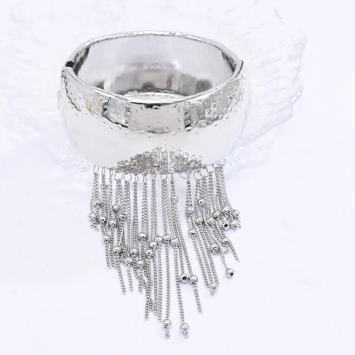 Trendy Simple Bead Chain Tassel Bracelet for Women New Hip Hop Rock Exaggerated Festival Party Wide Bracelet Jewelry Accessories
