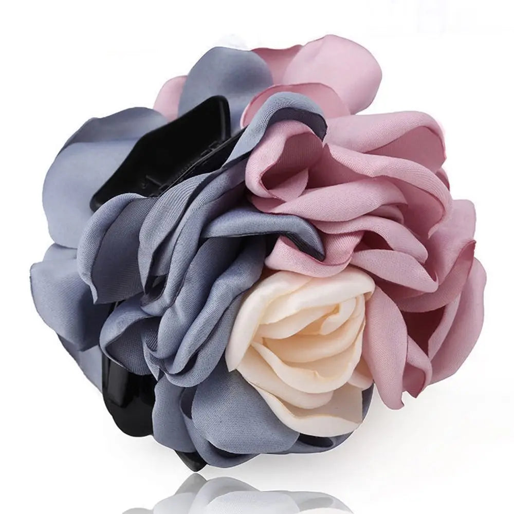 Fashion For Women Hair Accessories Korean Style Headwear Chiffon Jaw Clip Flower Hair Barrette Flower Hair Claw Rose Crab Clip