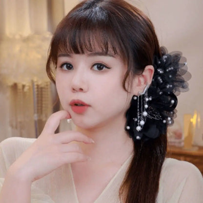 Female Sweet Fashion Party Accessories Women Pearls Floral Butterfly Hair Clip Shark Hair Claw Ladies Girls Black New Headwear