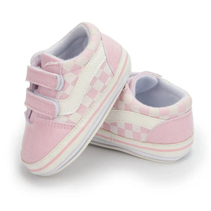 Baby Boy Girl Shoes Canvas Sneakers Non-slip Rubber Sole Plaid Streaks First Walkers Infant Baby Unisex Casual Shoes