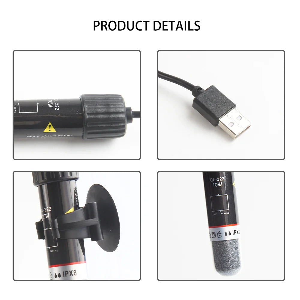 USB Mini Aquarium Heater Suitable for Small Fish Tanks Constant Temperature Aquarium Heater Immersion-Type Constant Temperature